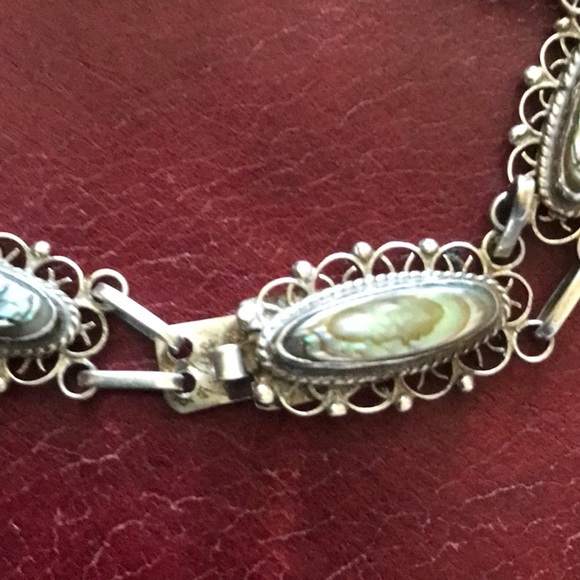 Vintage Abalone Sterling Silver Bracelet EUC - Picture 6 of 10